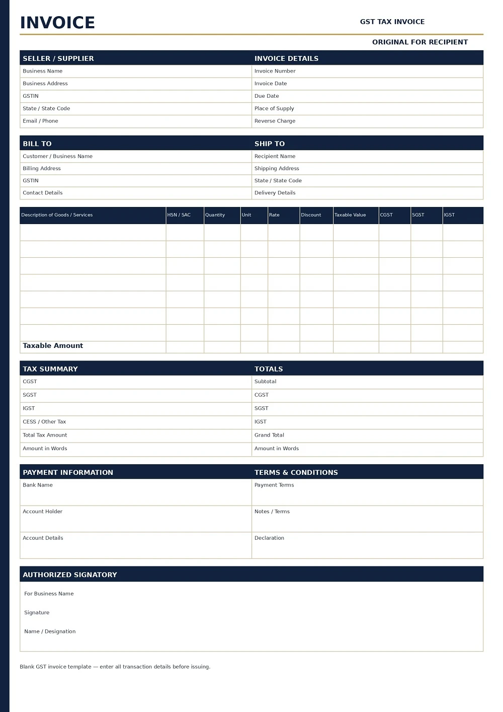 GST Invoice Format in Excel, Word, Pdf 6 | Law Act GST Invoice Format
